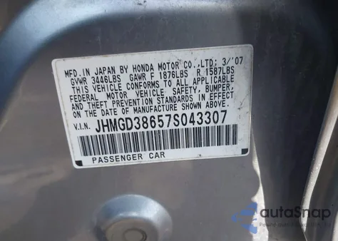 2007 Honda Fit Sport z USA, uszkodzony, nr VIN JHMGD38657S043307